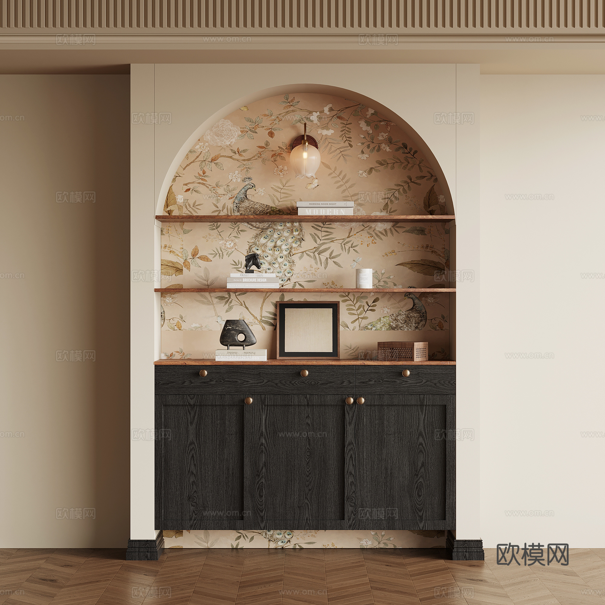 法式复古风玄关柜 鞋柜su模型