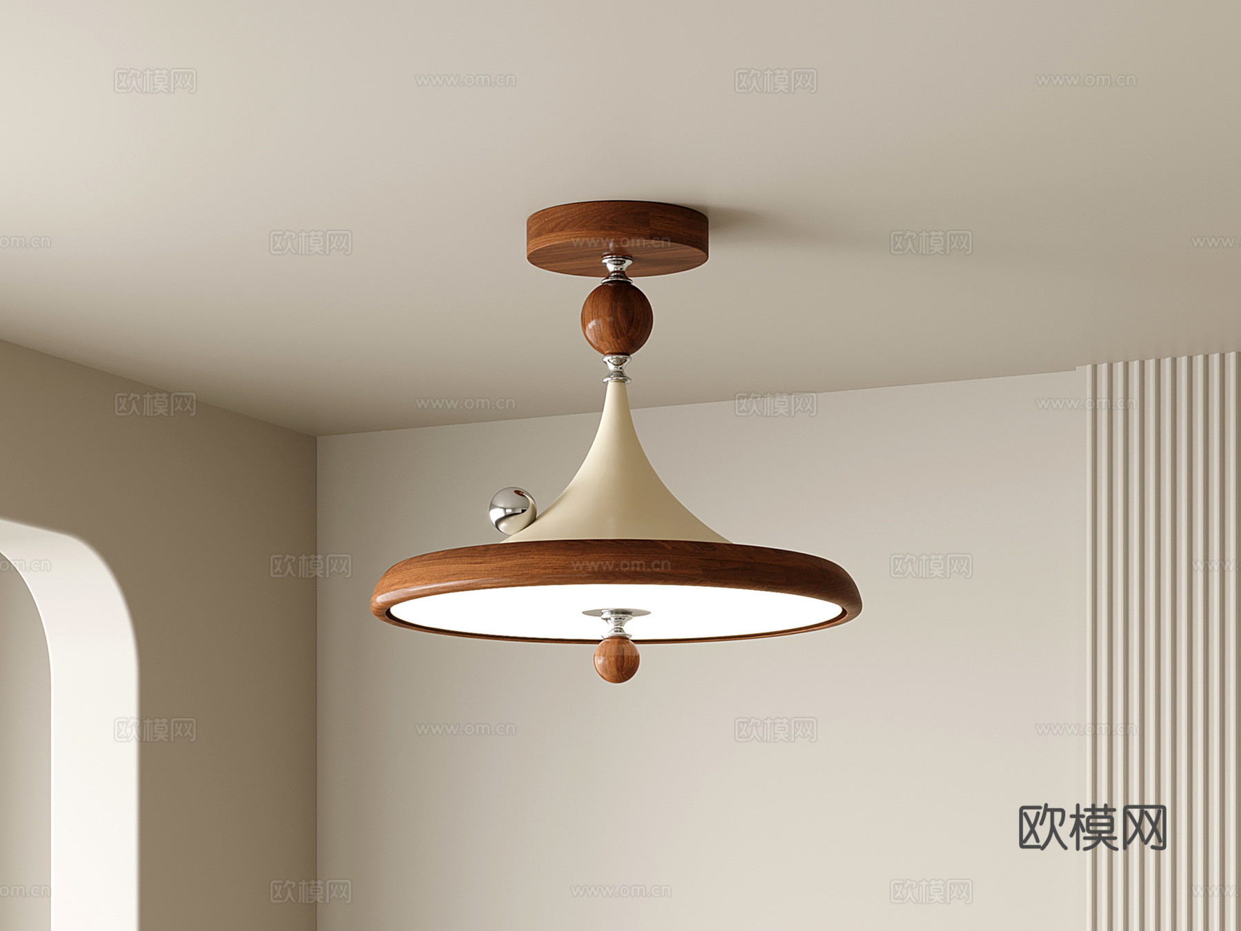 中古圆盘吸顶灯 复古飞碟吸顶灯 卧室吸顶灯su模型