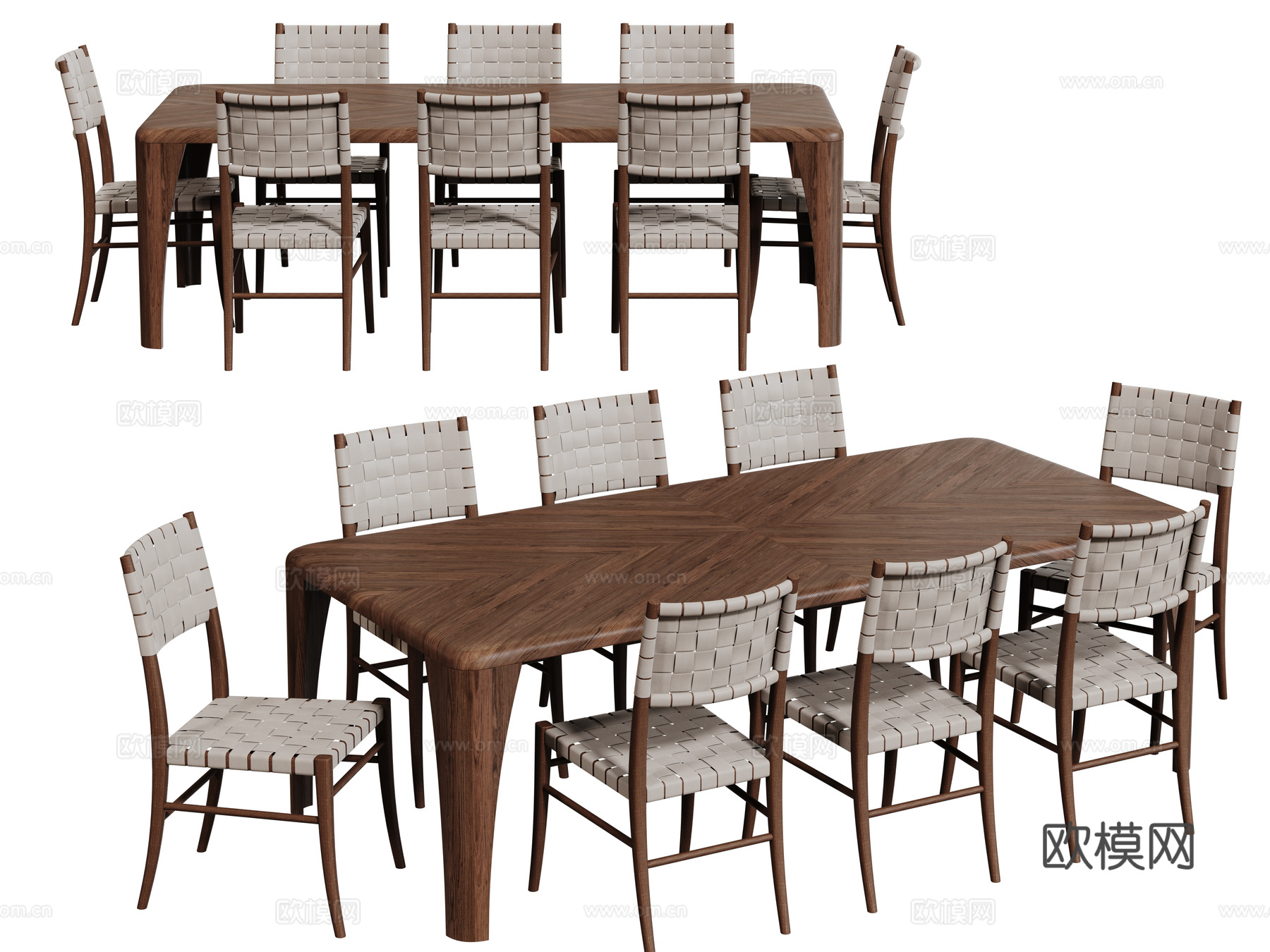 中古桌椅组合 餐桌组合 餐桌 长桌 休闲桌椅su模型