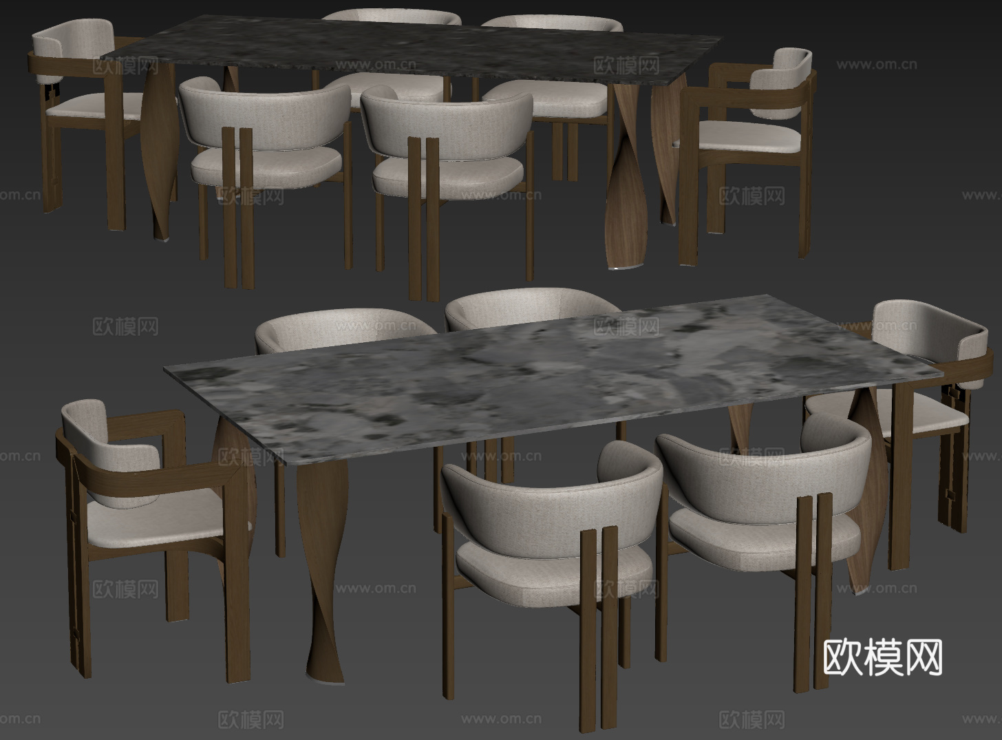 中古桌椅组合 餐桌组合 餐桌 长桌 休闲桌椅su模型