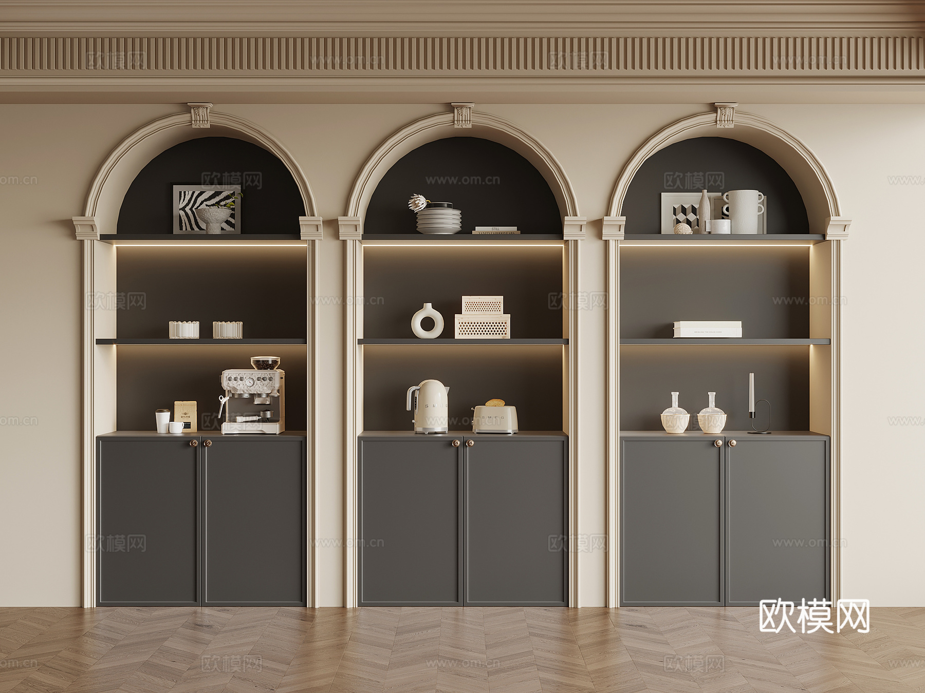 法式复古风书柜su模型