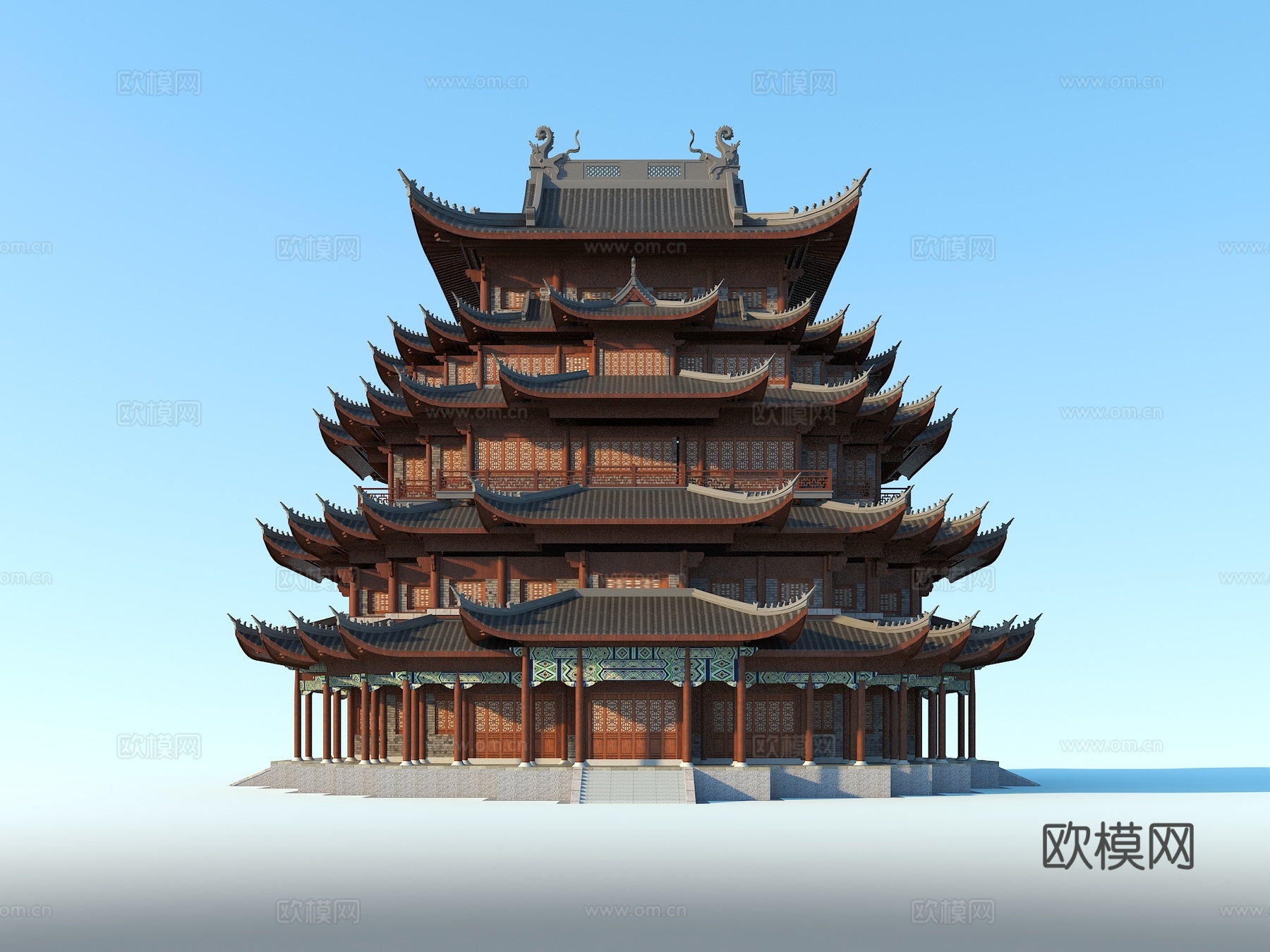 中式阁 阁楼 阁su模型