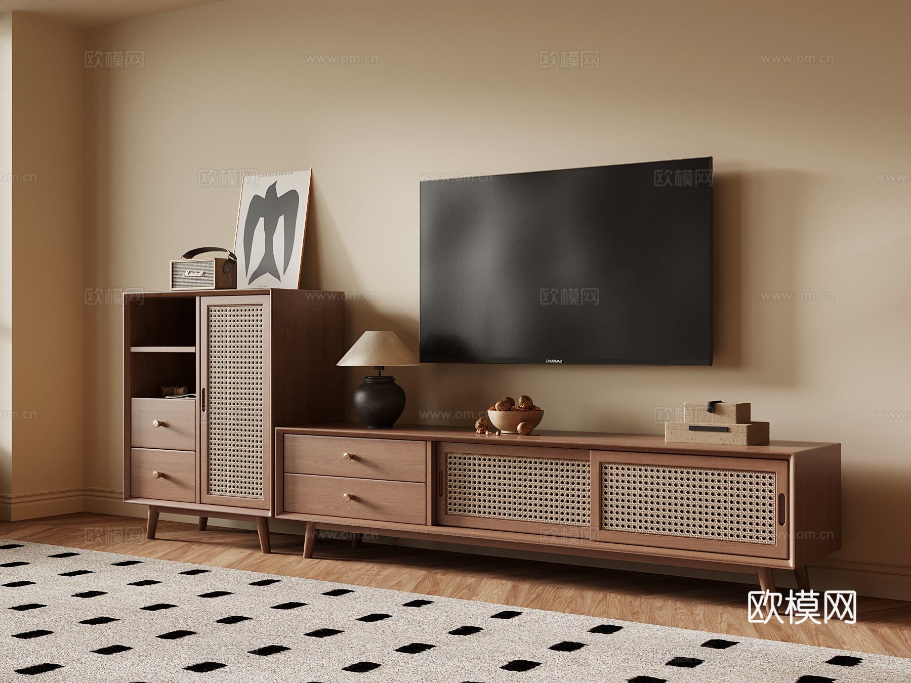 中古风电视柜su模型