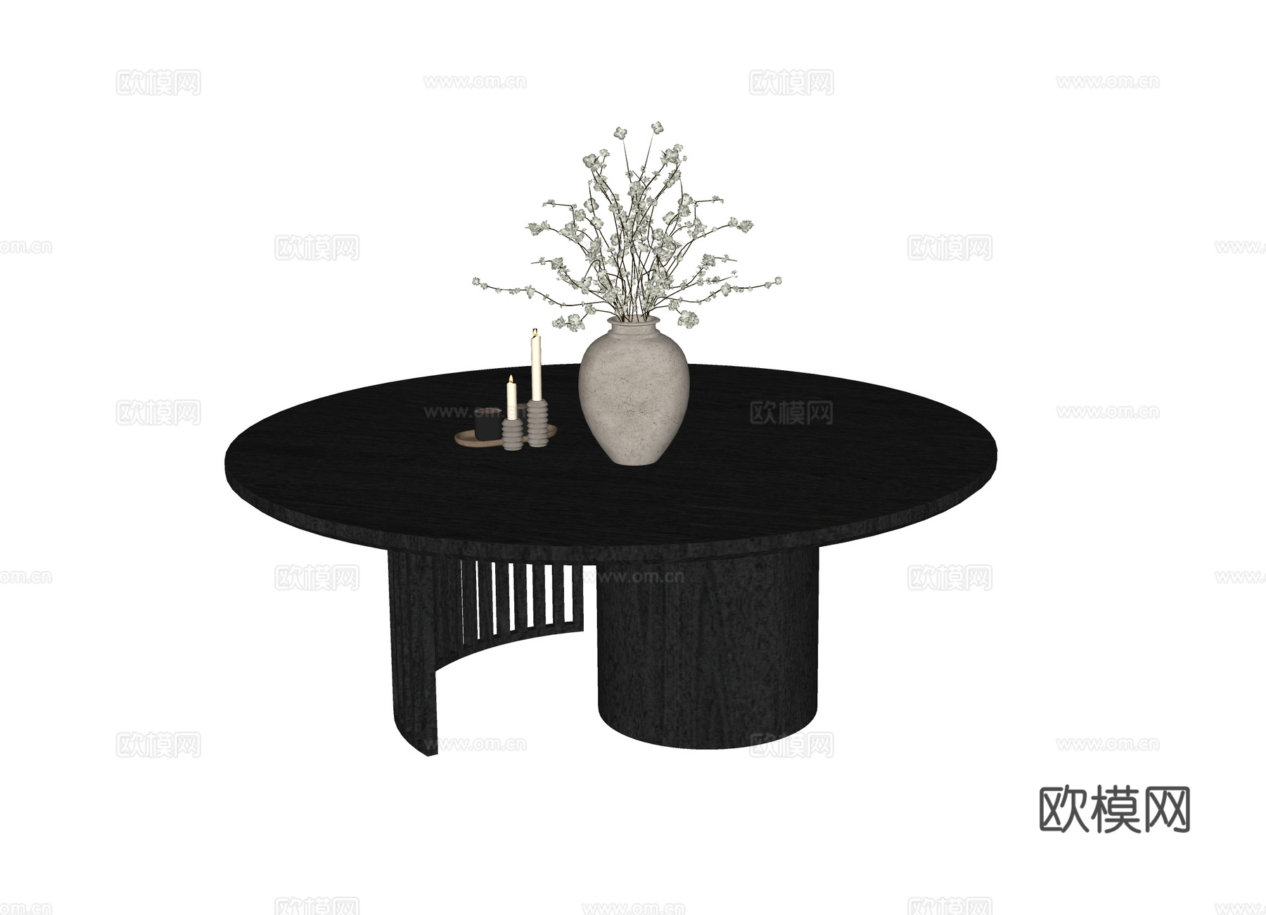 现代圆形茶几su模型
