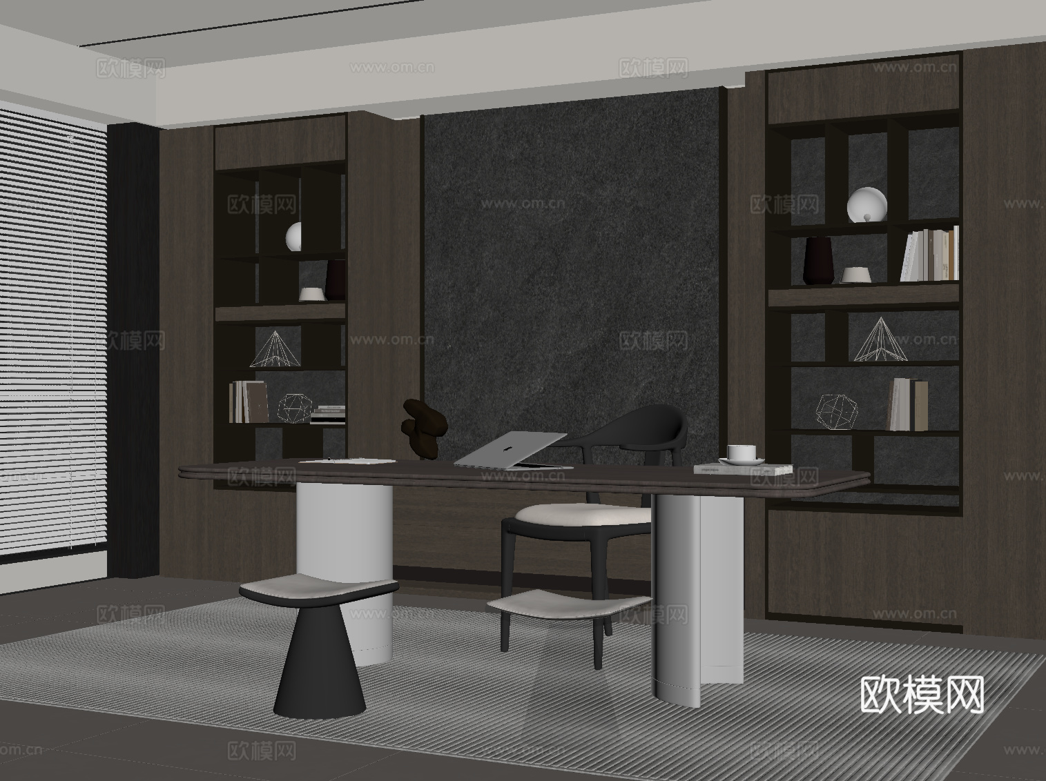 意式书房su模型