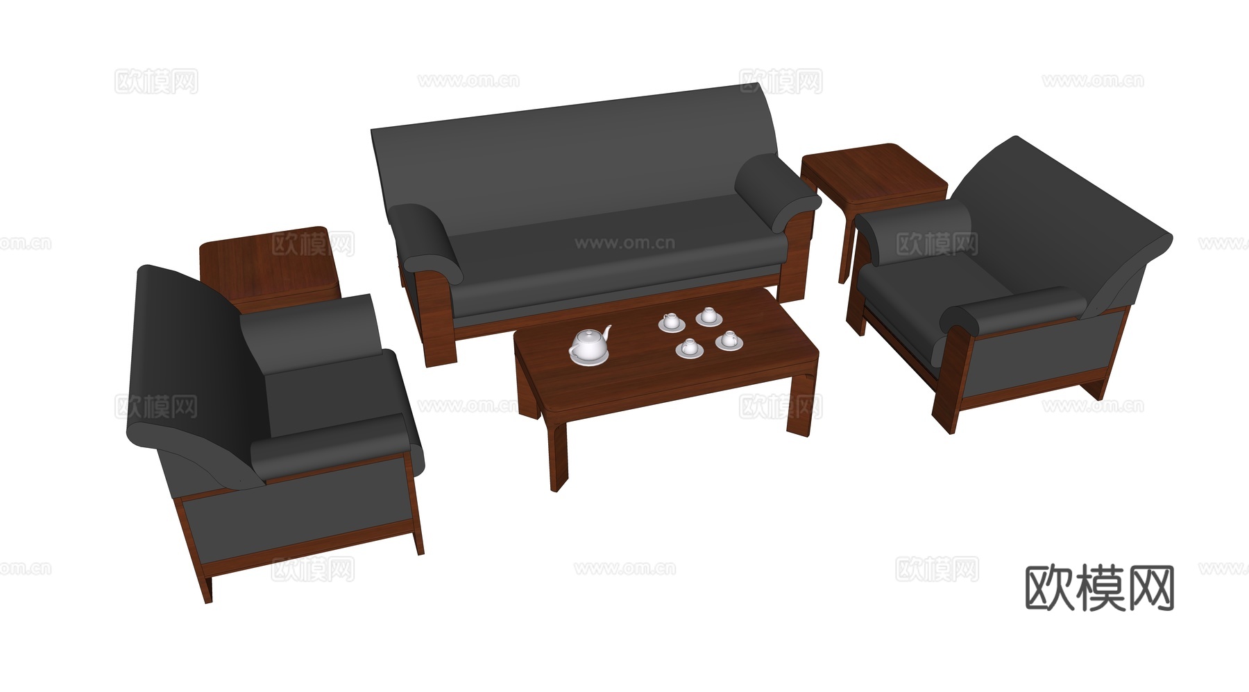 沙发 办公沙发 办公家具 茶几su模型
