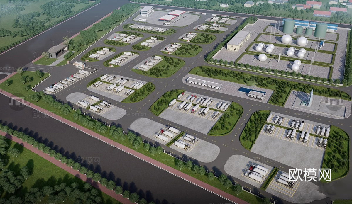 现代生态停车场 户外停车场 景区停车场su模型