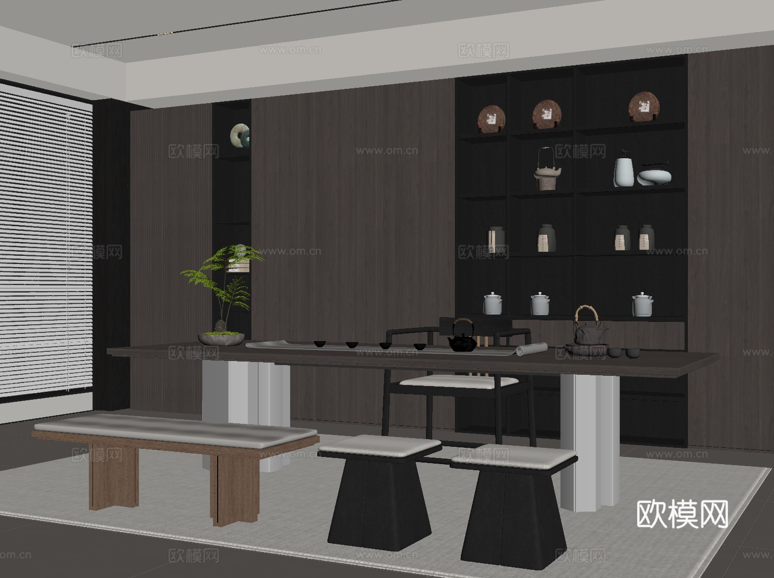 意式书房su模型