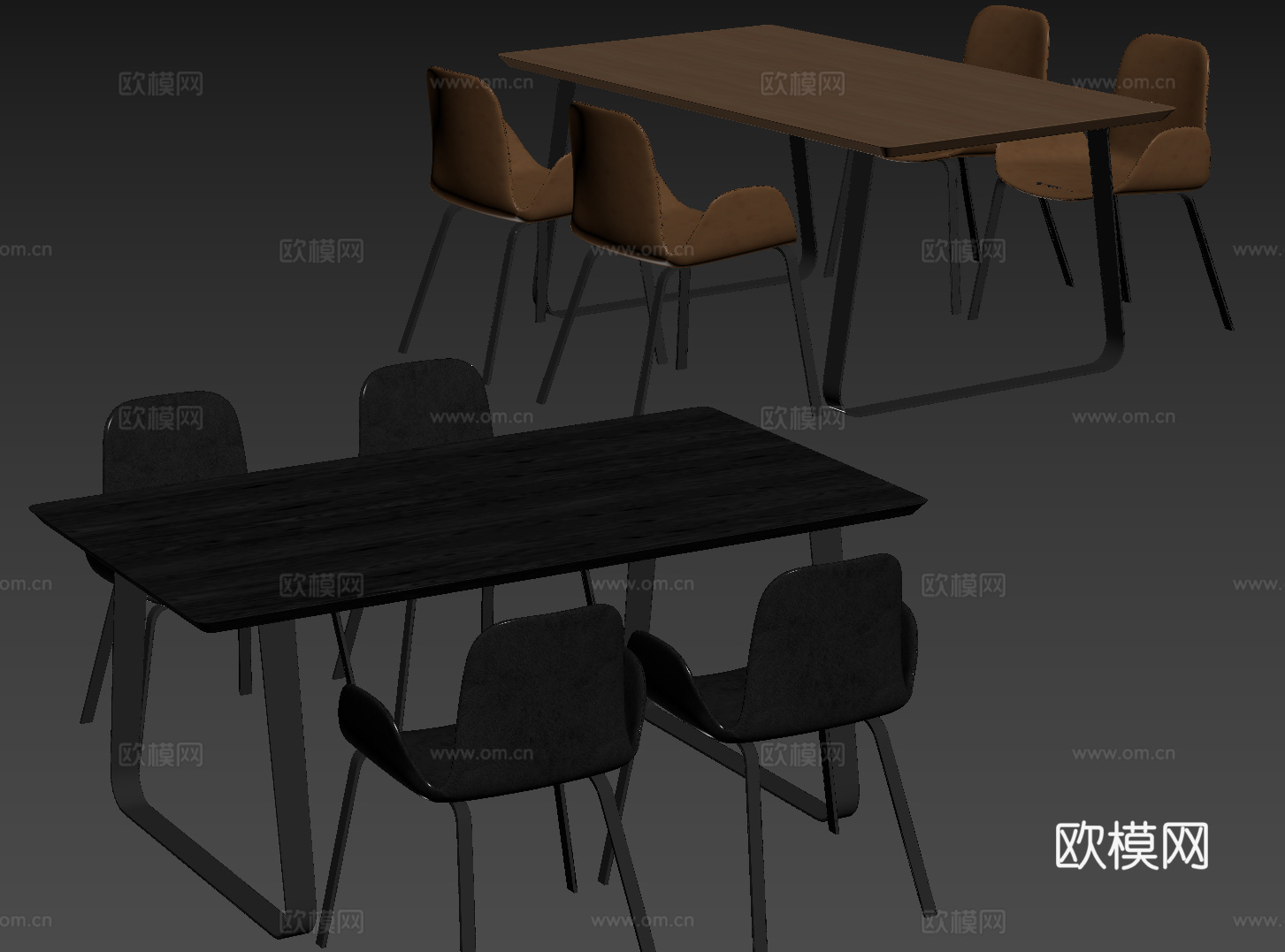 现代桌椅组合 餐桌组合 办公桌椅 长桌 休闲桌椅su模型
