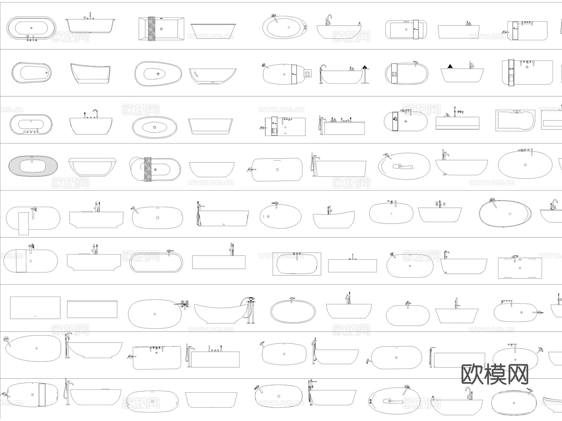 2026年最新浴缸亚克力浴缸嵌入式浴缸CAD图库cad施工图cad施工图