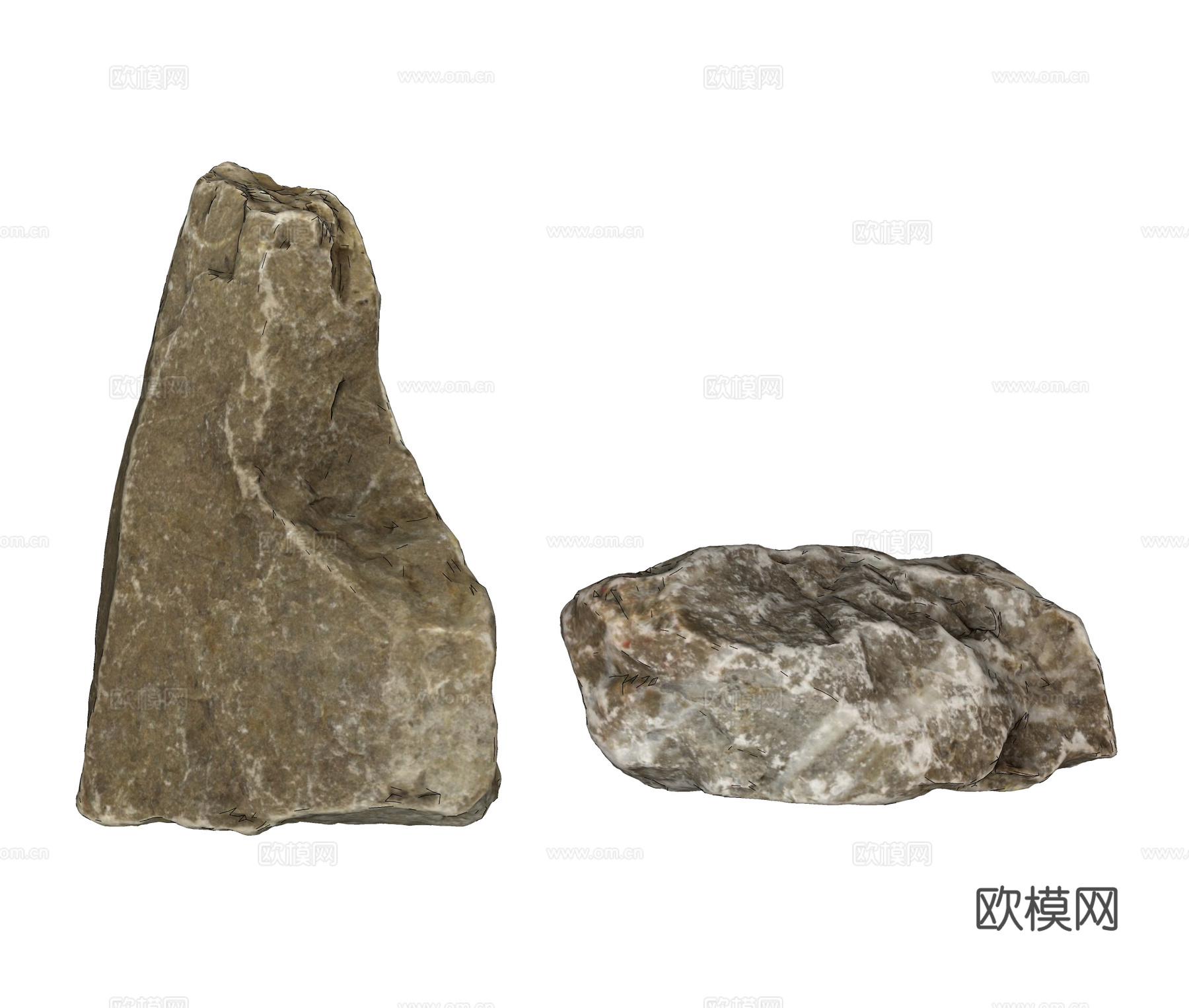 现代景观石 石头 岩石 石块 园林石头1su模型