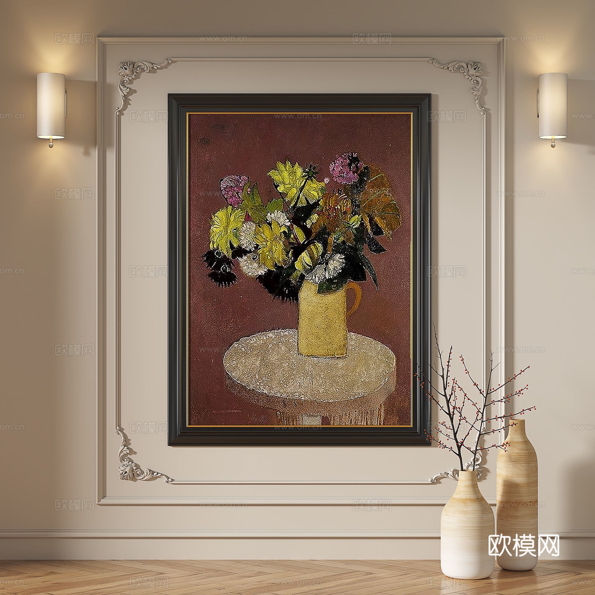 法式，复古，中古，轻奢，油画，装饰画3d模型