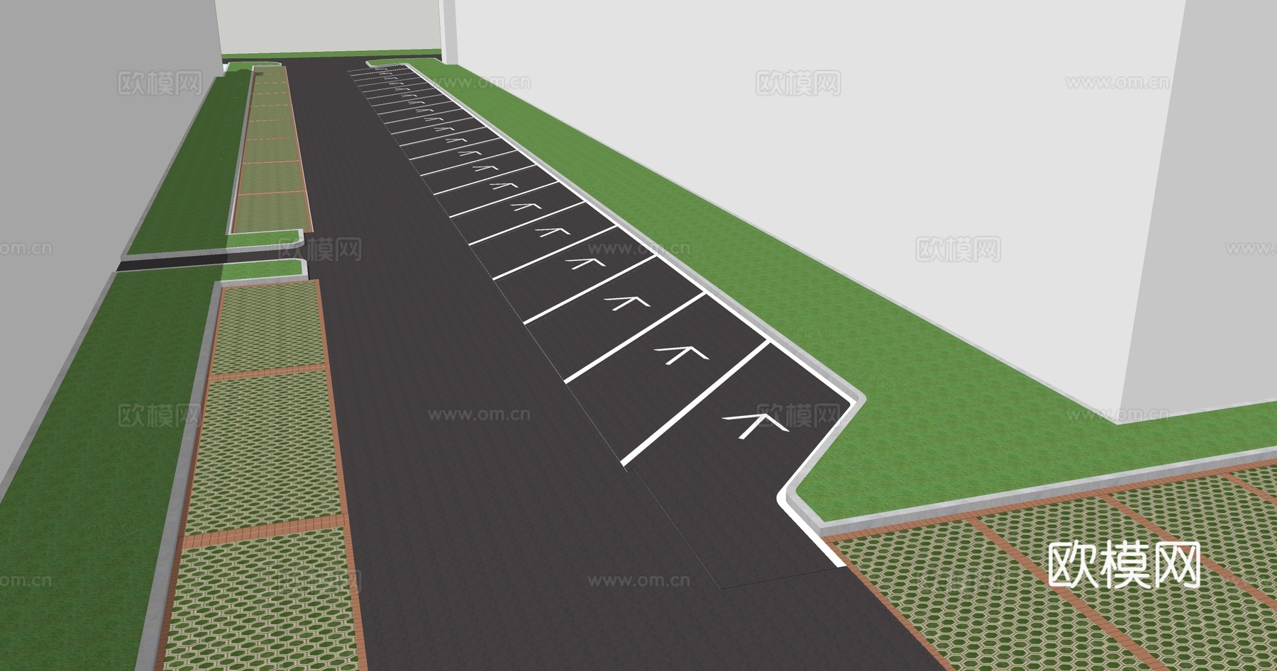 现代生态停车场 户外停车场 景区停车场su模型