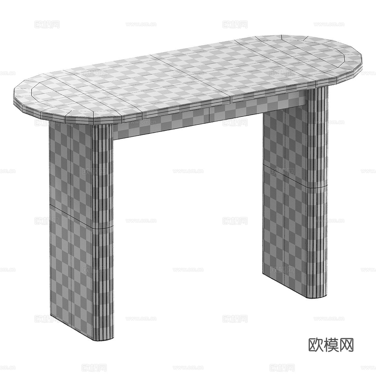 现代意式椭圆实木端景台 玄关桌3d模型