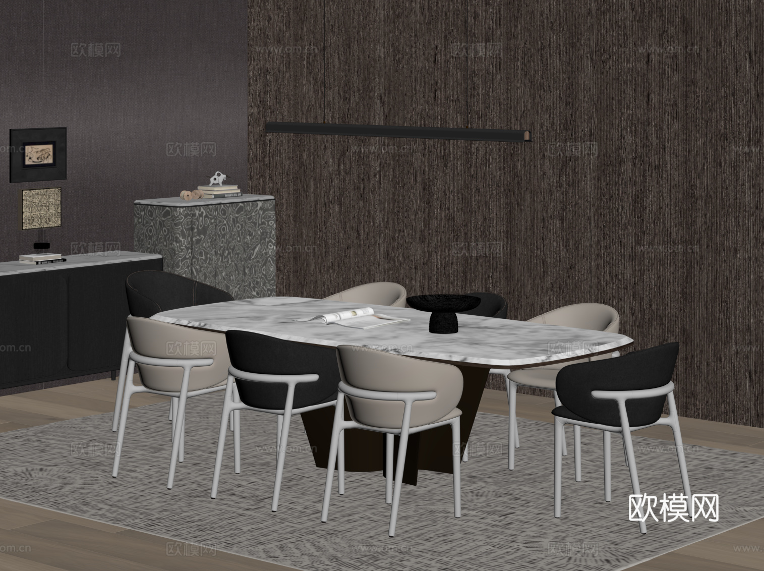 意式餐桌椅su模型