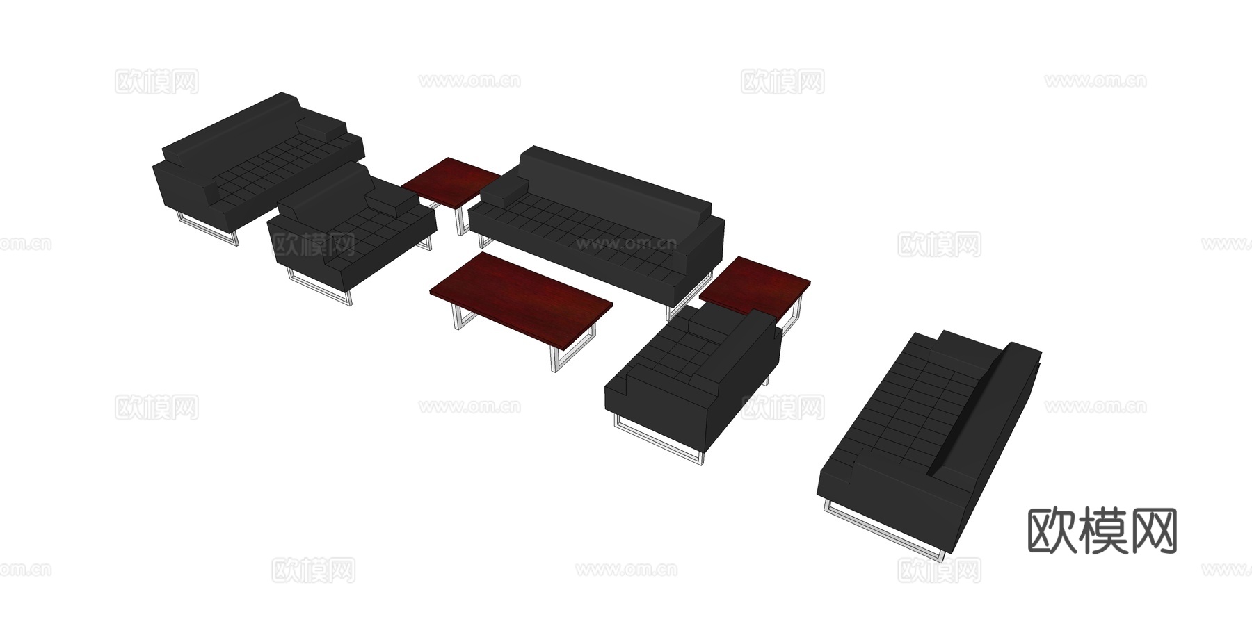 沙发 办公沙发 茶几 办公家具su模型
