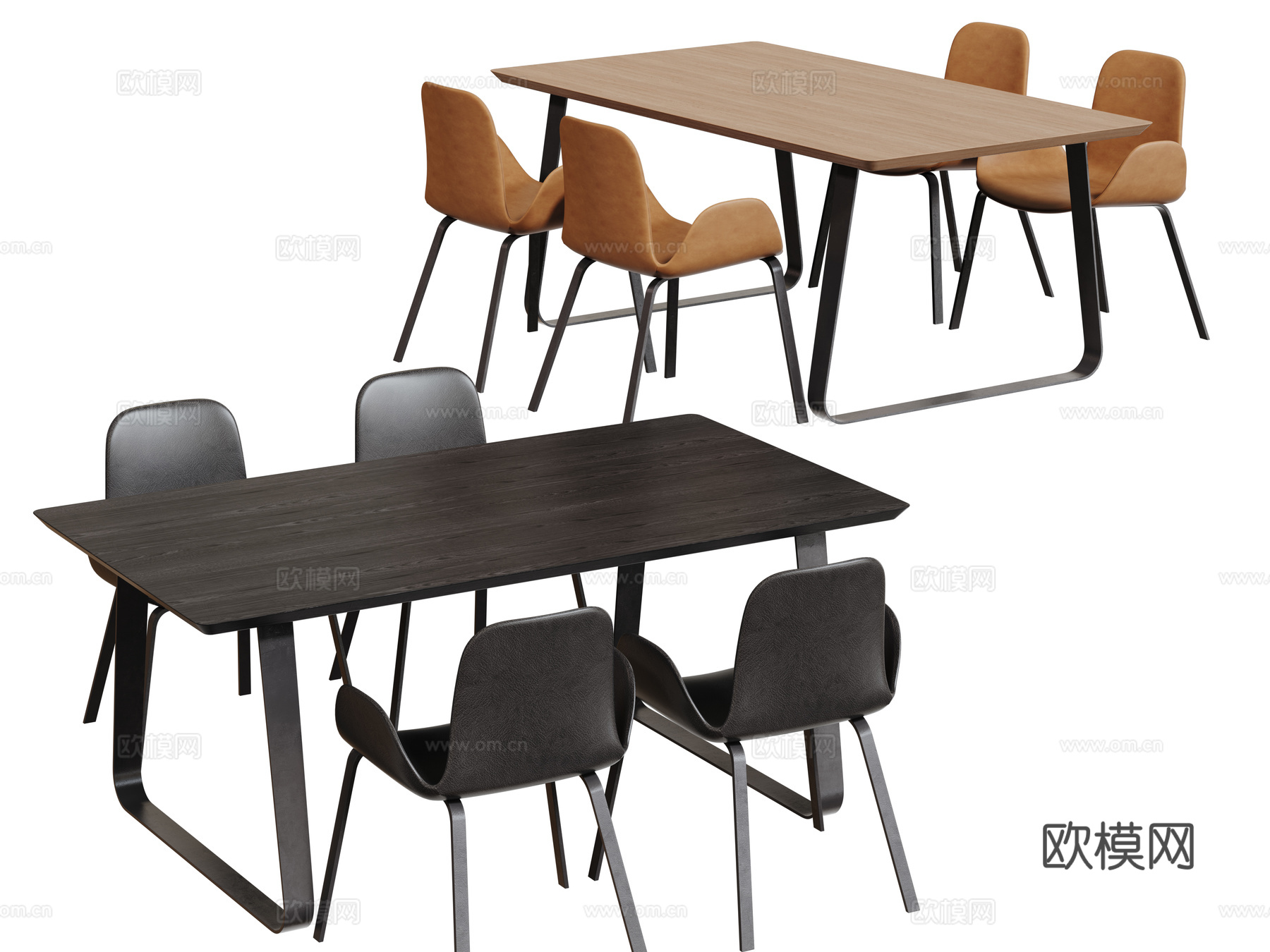 现代桌椅组合 餐桌组合 办公桌椅 长桌 休闲桌椅su模型