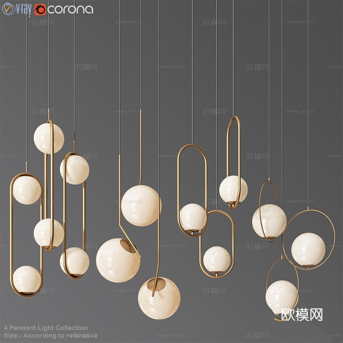 天花灯系列3 - 4款3d模型下载