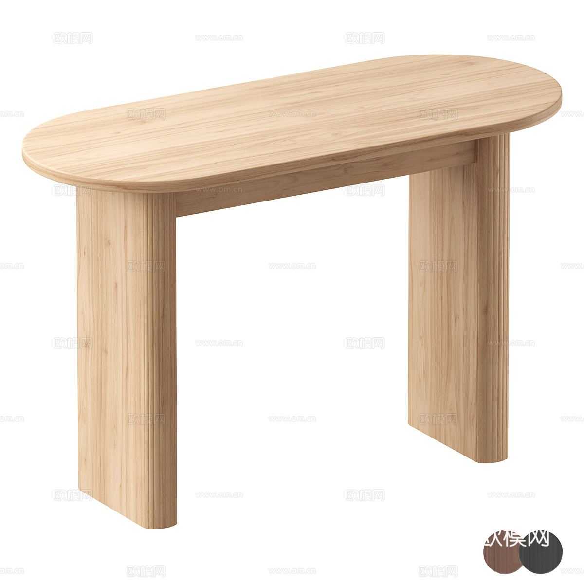 现代意式椭圆实木端景台 玄关桌3d模型