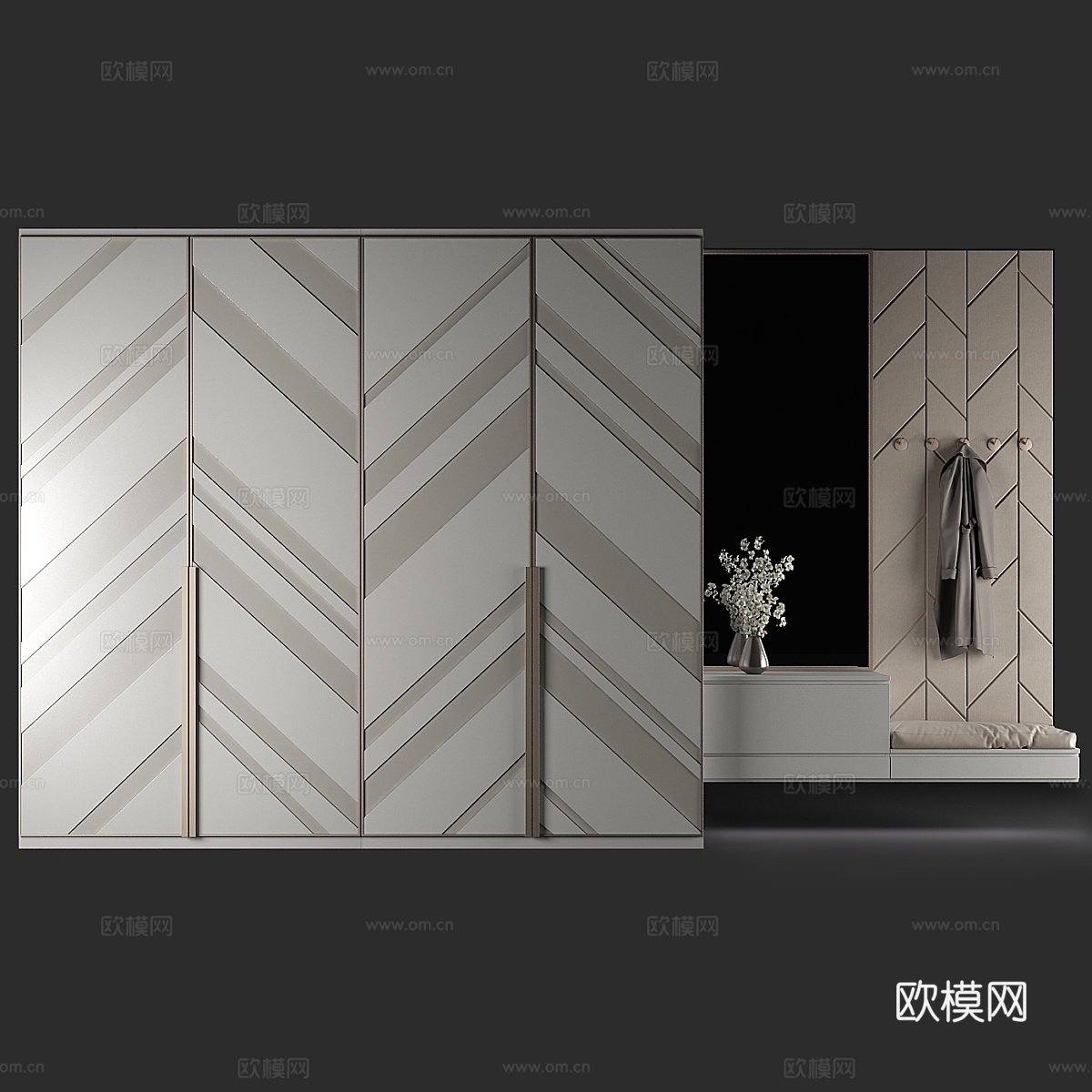 玄关家具组合 623d模型下载