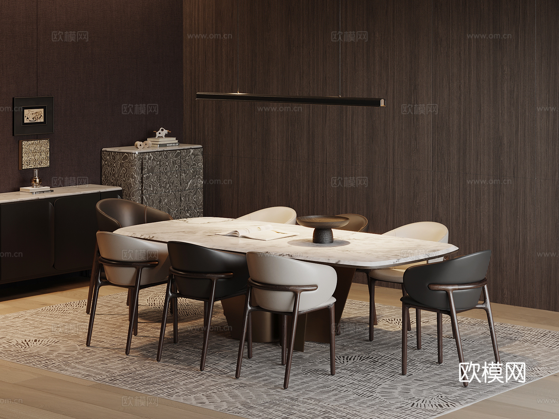 意式餐桌椅su模型