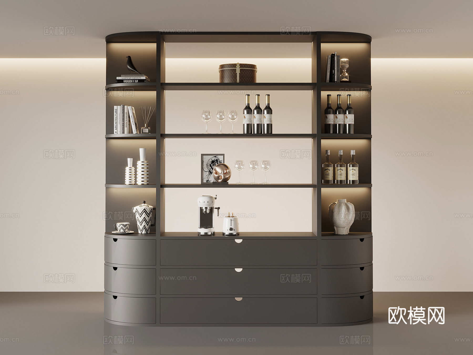 现代酒柜 隔断柜su模型