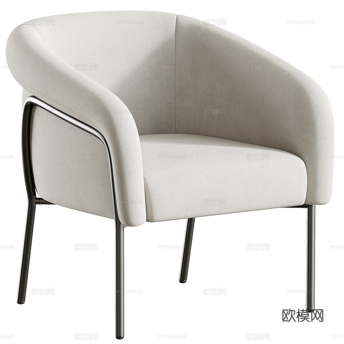 现代意式 Kensol 布艺扶手椅3d模型下载（渲染图1）