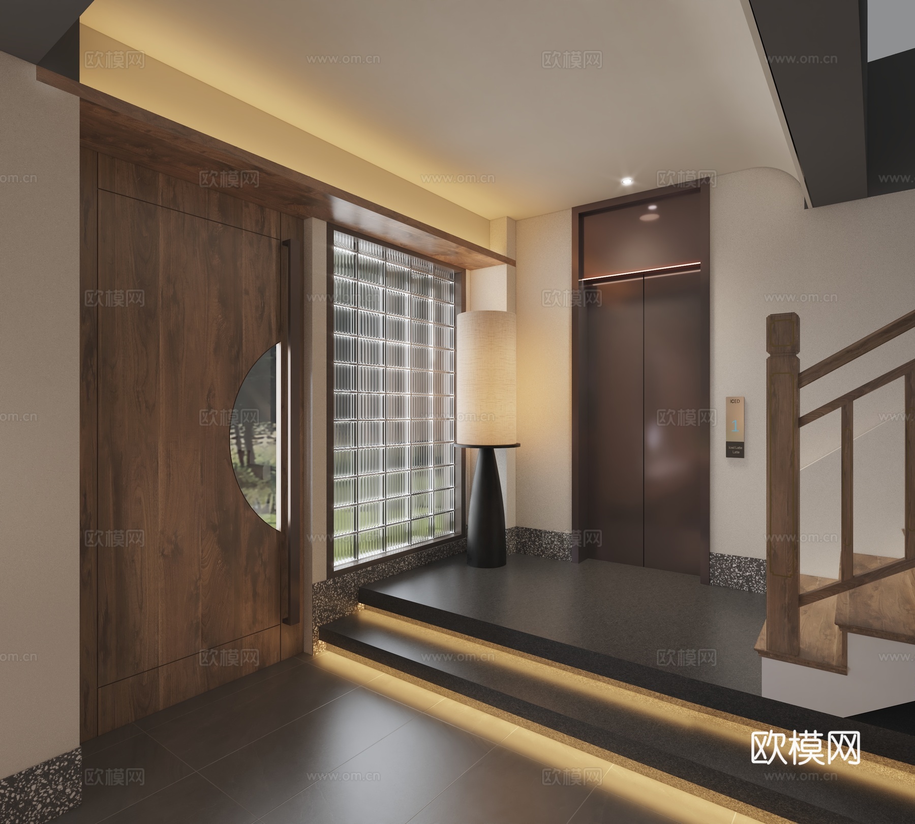 侘寂风民宿餐厅 民宿酒店大堂3d模型下载（渲染图3）