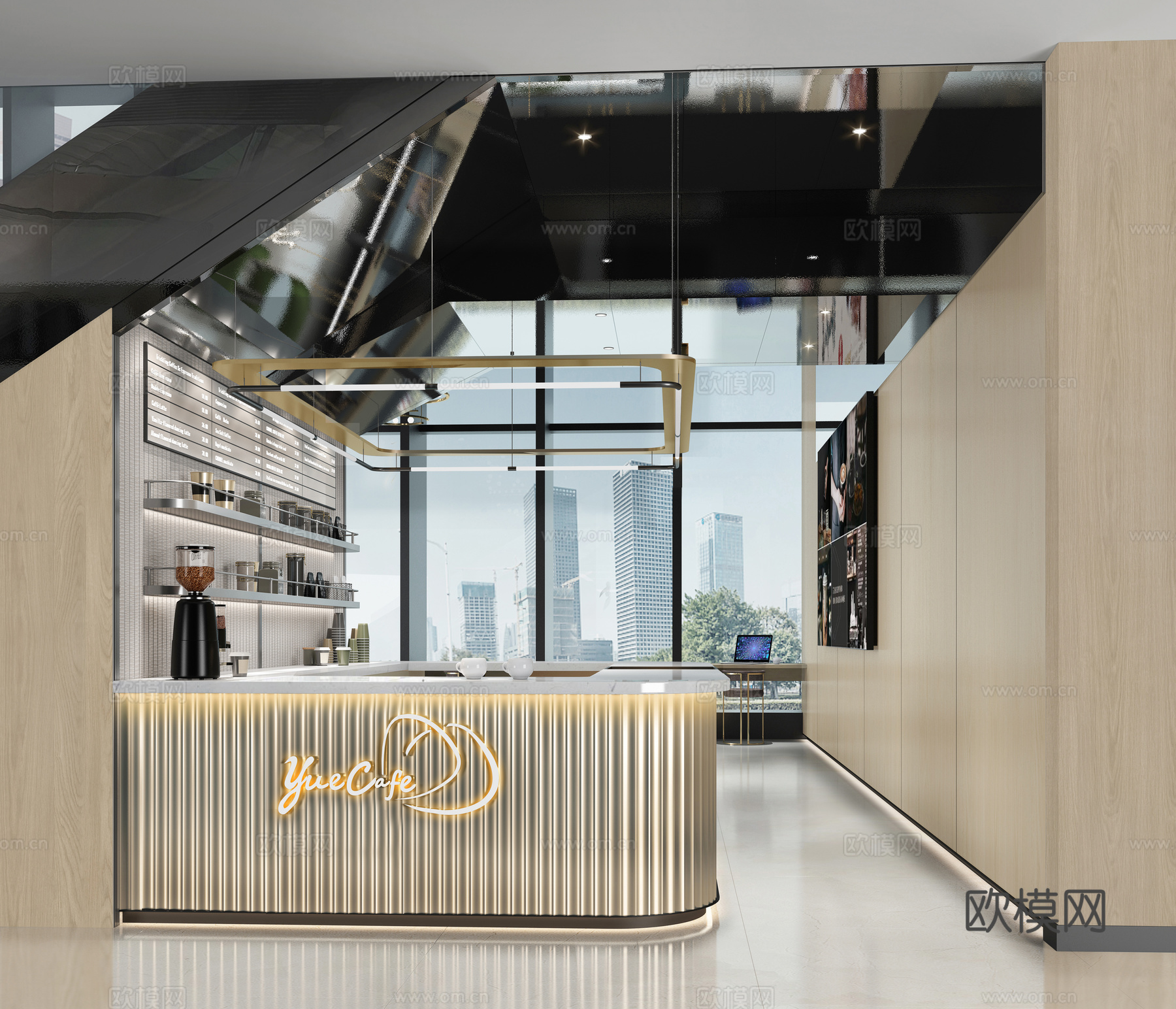 咖啡店 奶茶店 最新全套施工图 效果图合集cad施工图cad施工图