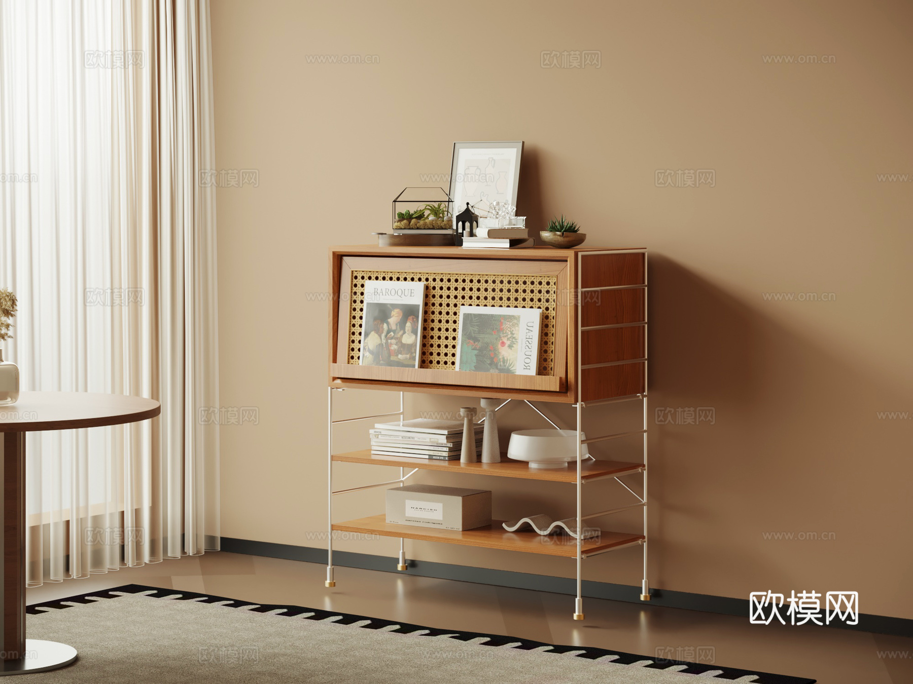 中古风玄关柜 边柜 斗柜su模型