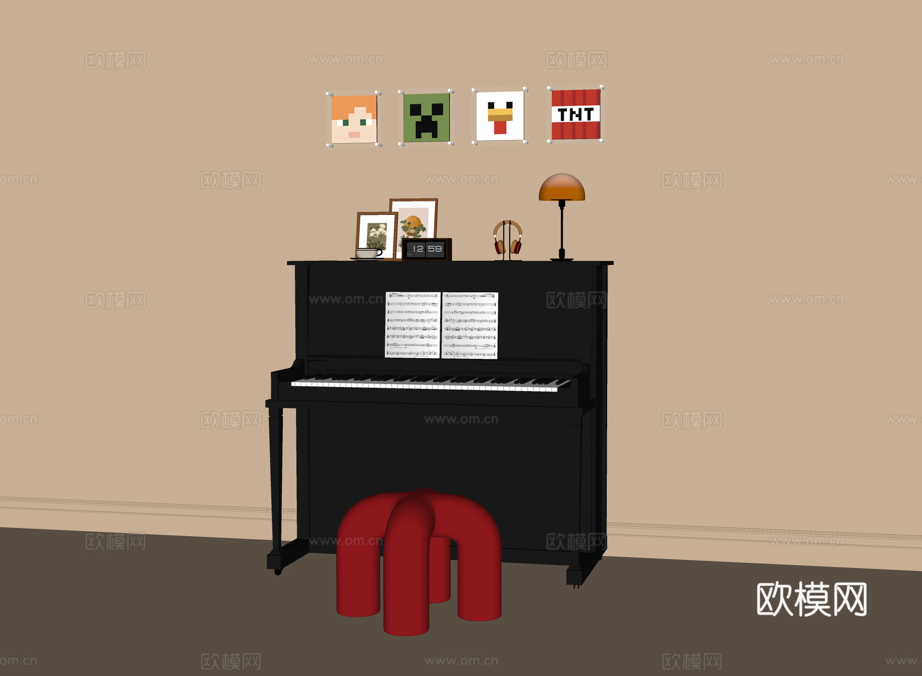 现代钢琴su模型