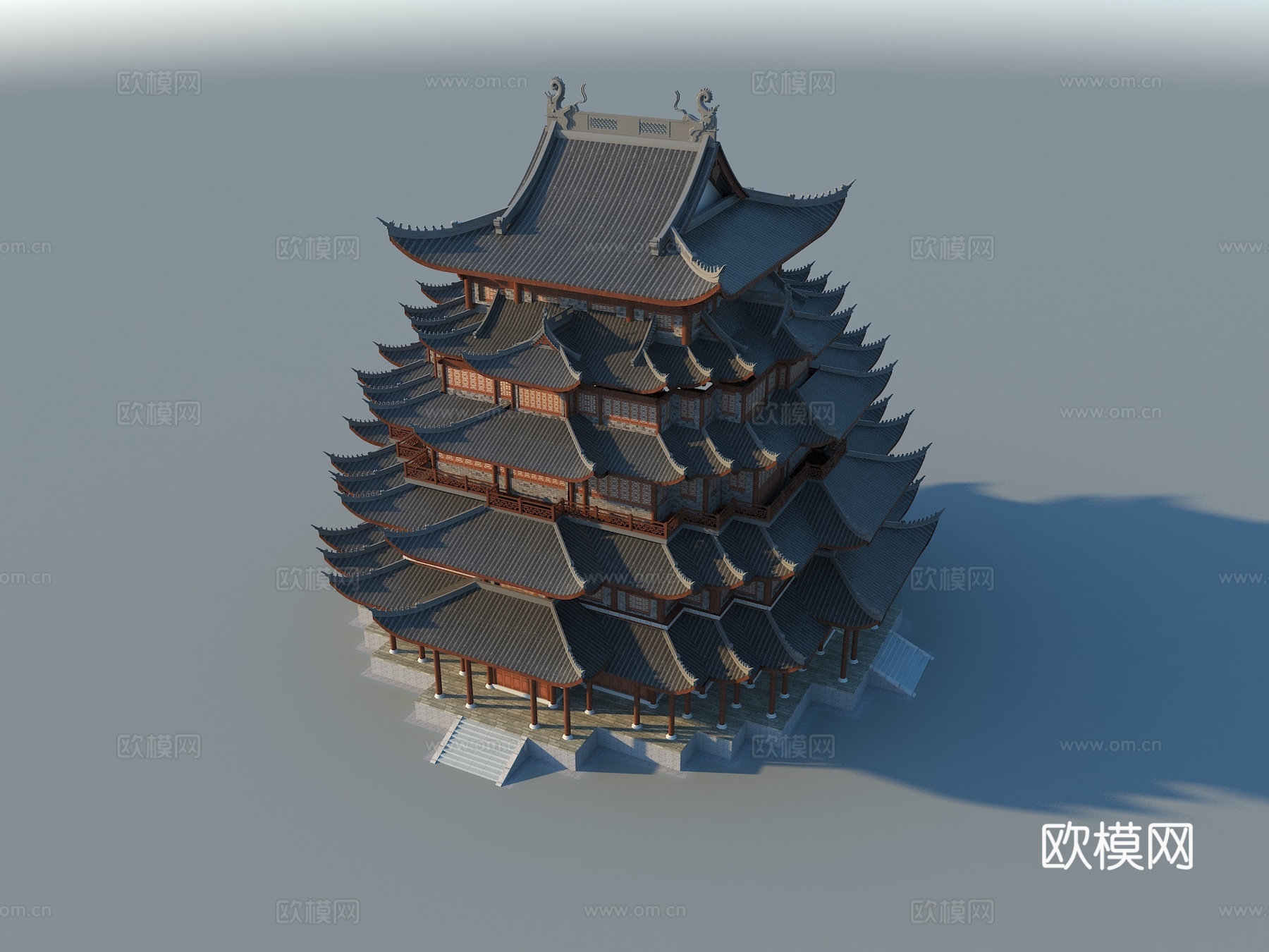 中式阁 阁楼 阁su模型