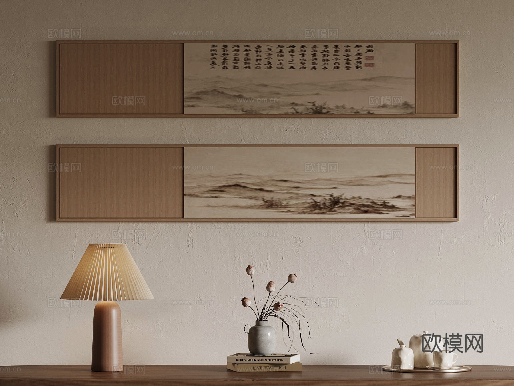 新中式挂画su模型