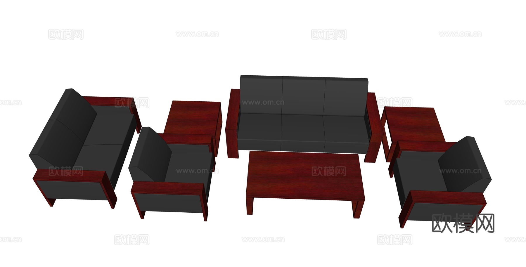 沙发 办公沙发 办公家具 茶几su模型