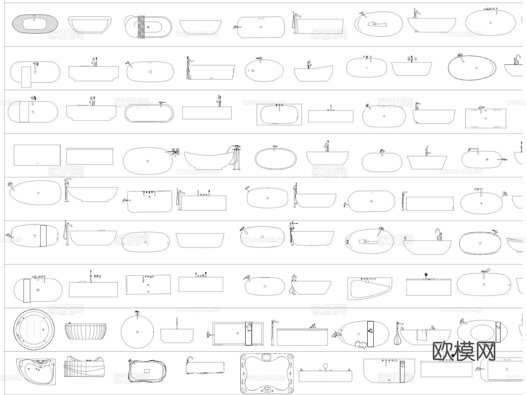 2026年最新浴缸亚克力浴缸嵌入式浴缸CAD图库cad施工图cad施工图