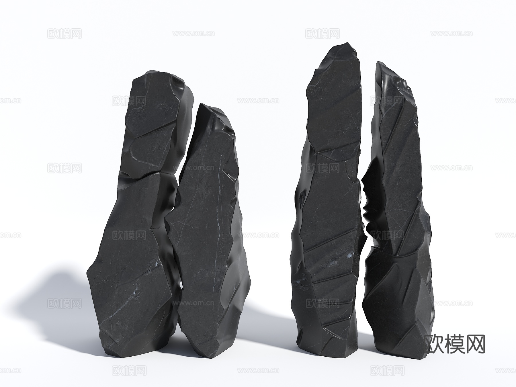 景观石头 景观置石 劈开石头 入口景石 造型石头 裂缝景观石su模型