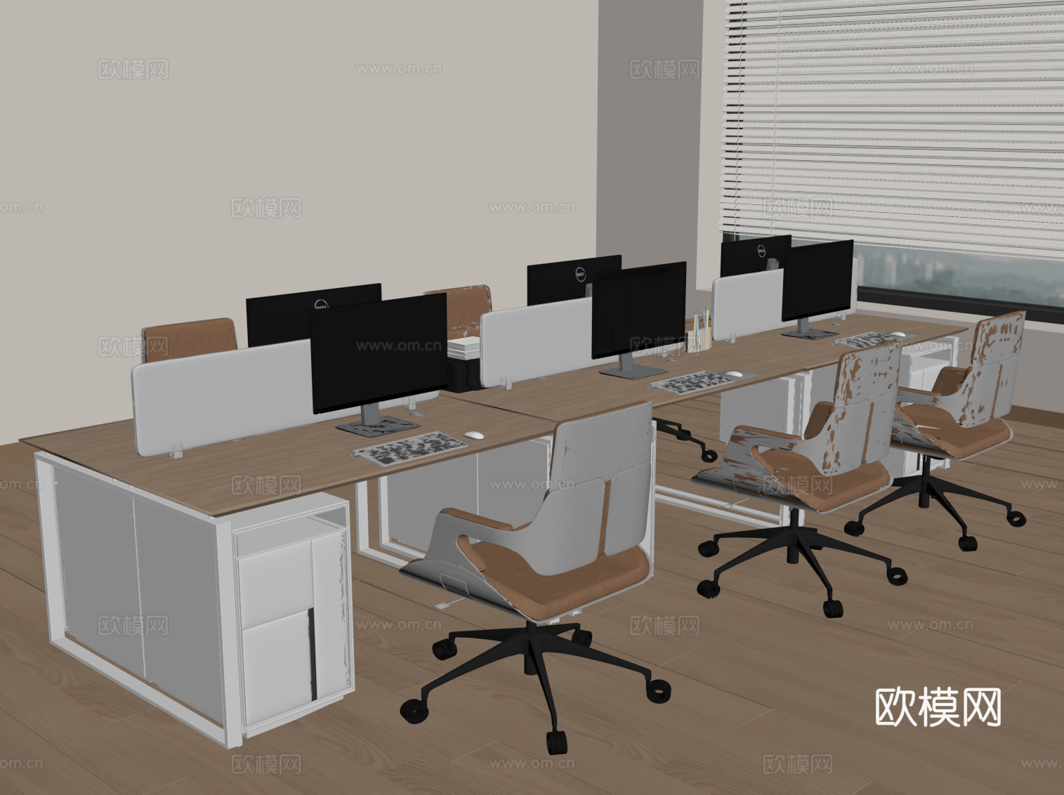 现代办公电脑桌椅su模型
