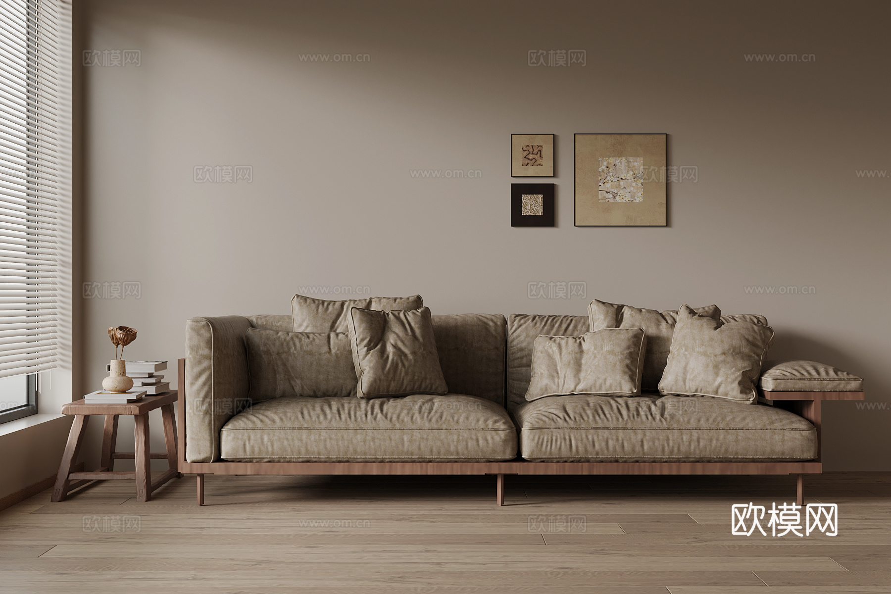 中古风多人沙发 休闲沙发su模型