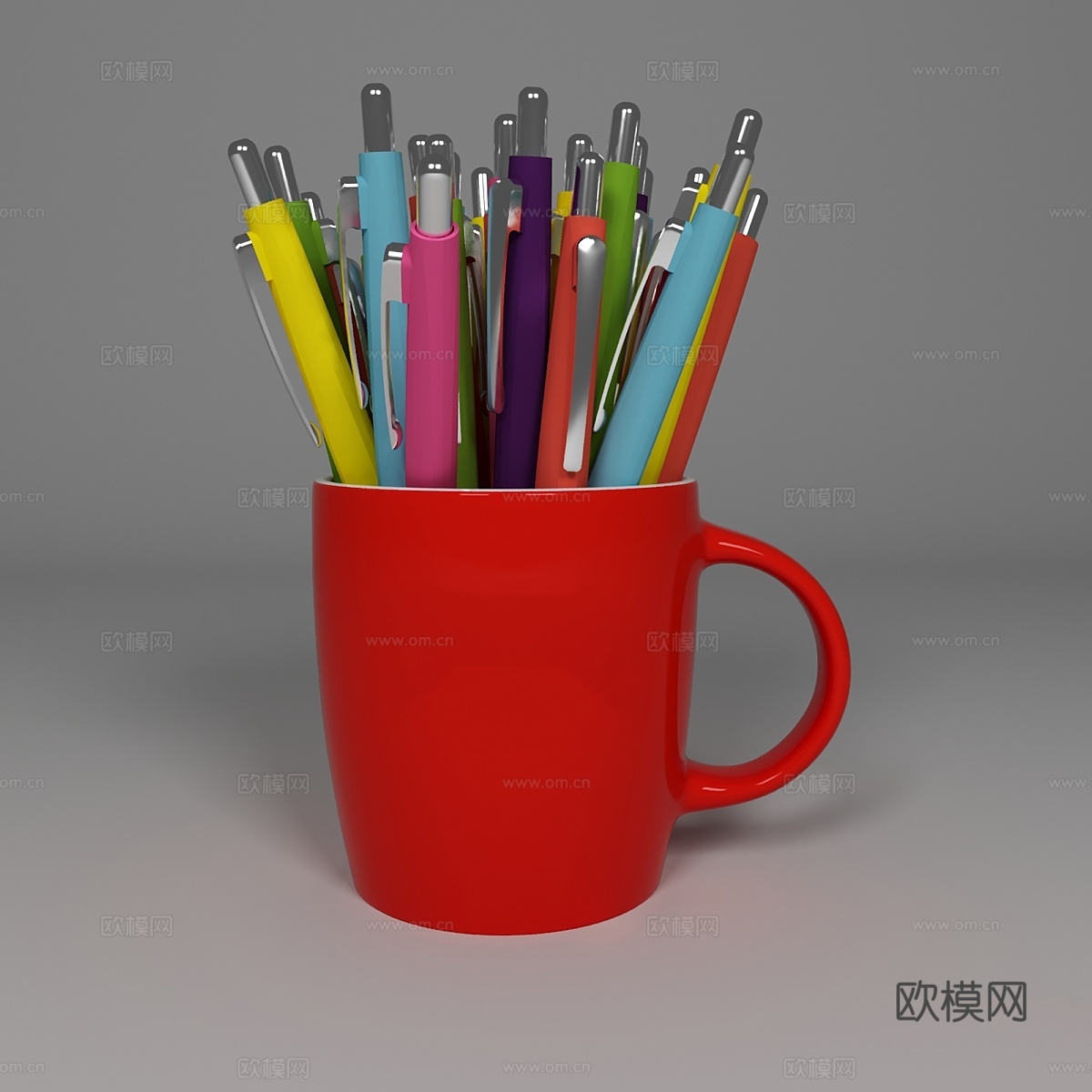 文具马克杯3d模型下载