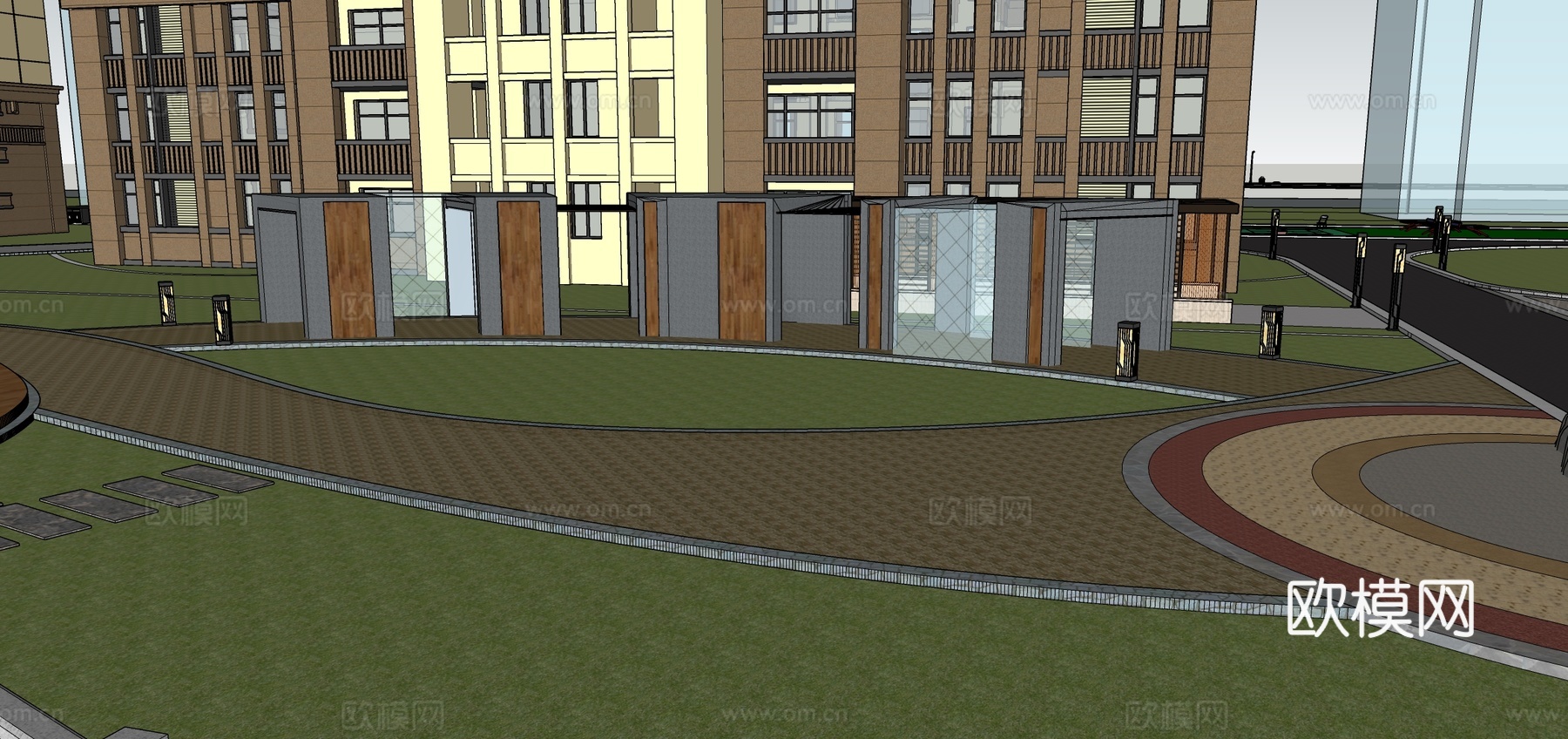 住宅景观 新中式  景观设计   毕业设计 风景园林su模型