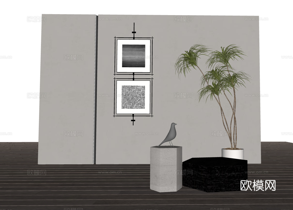 极简风格客厅角落布置模型su模型