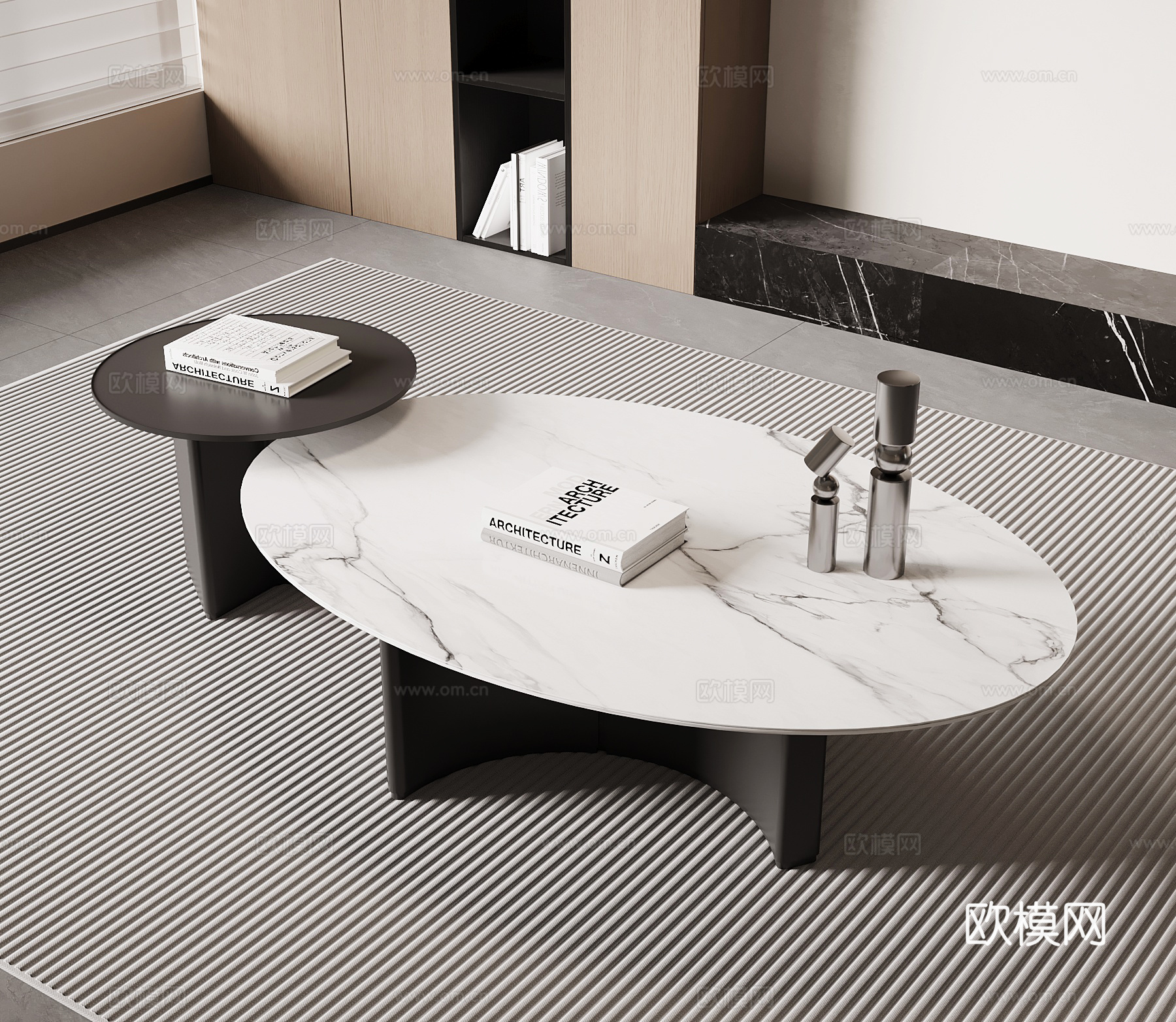 现代意式茶几 子母茶几su模型