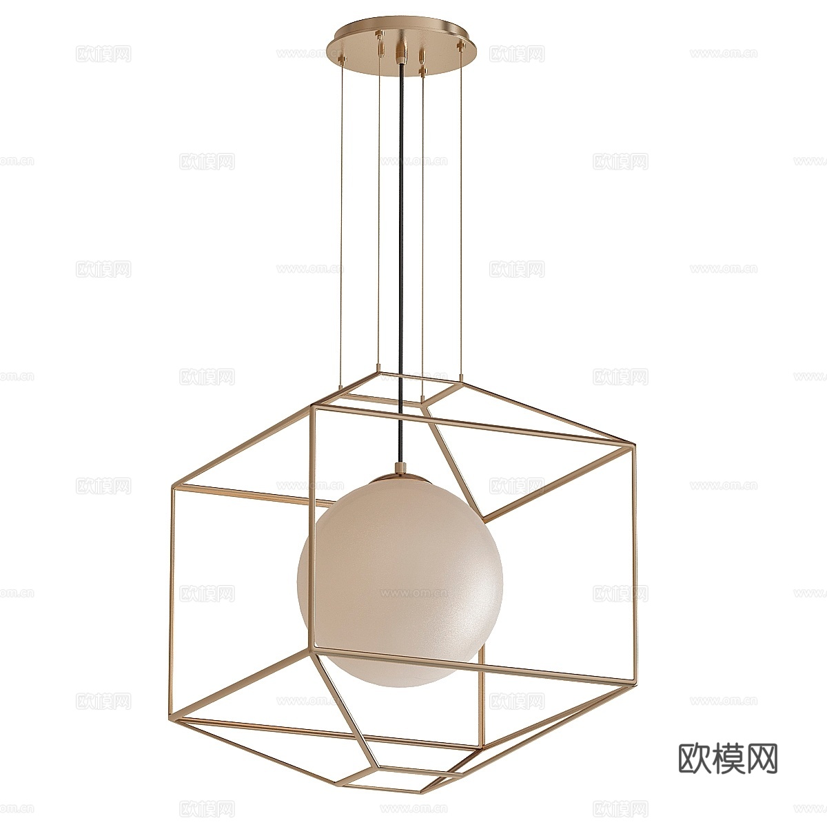 剪影单灯金箔吊灯3d模型下载