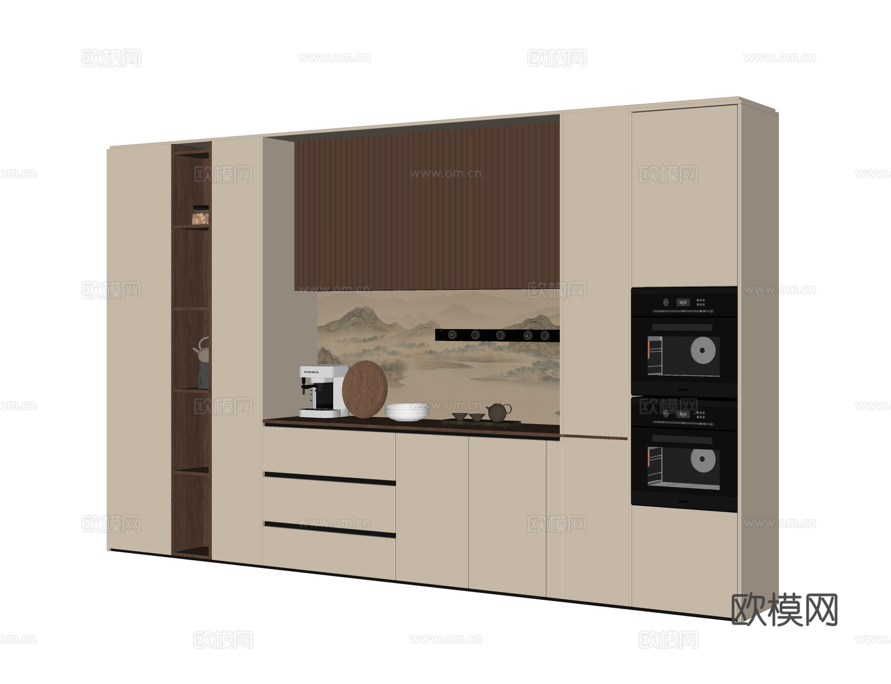 现代餐边柜 边柜su模型