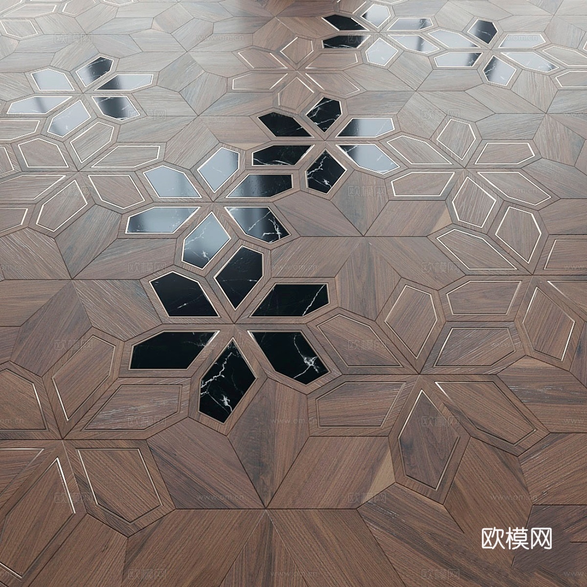 金叶拼花地板，杜鹃木3d模型下载
