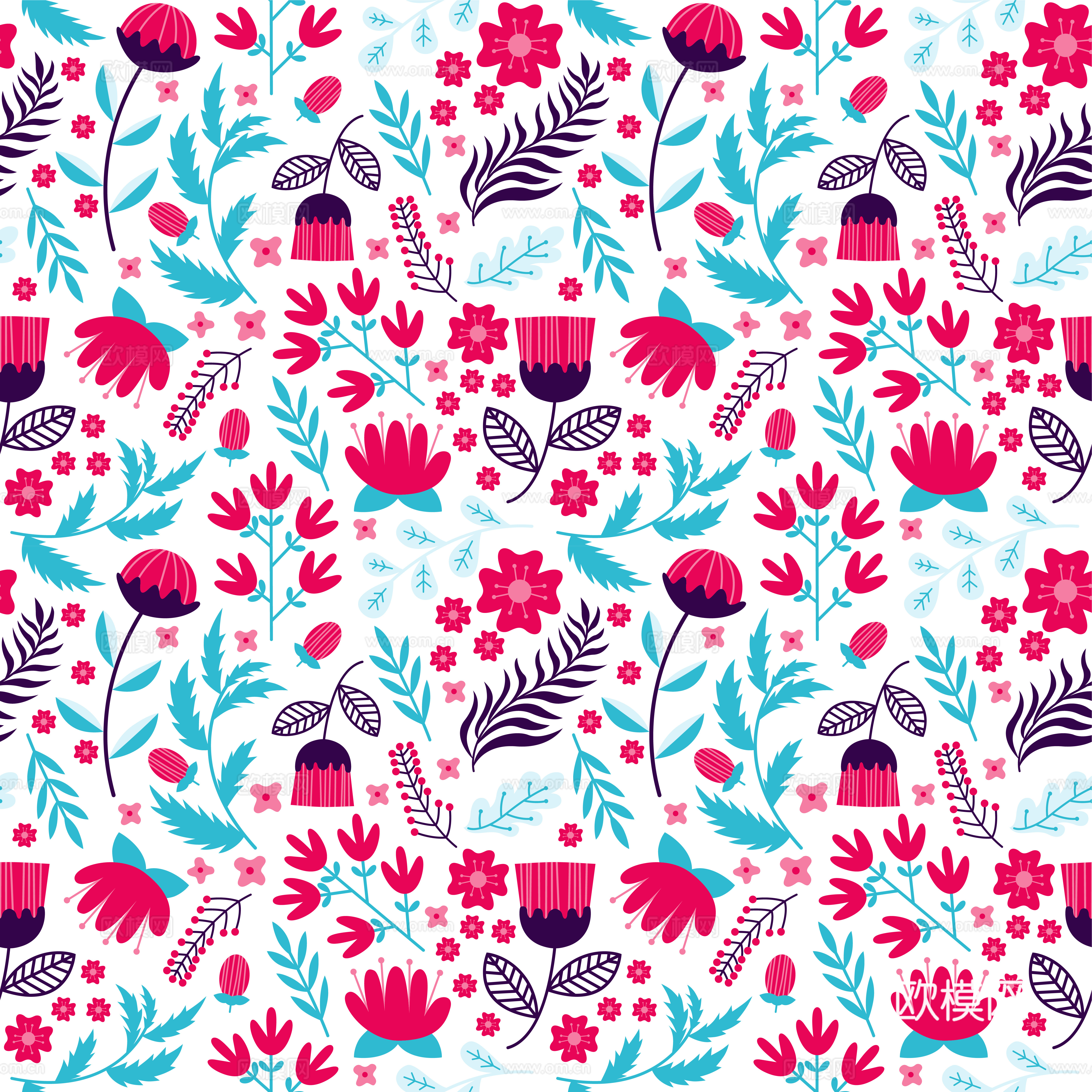 现代植物印花壁纸