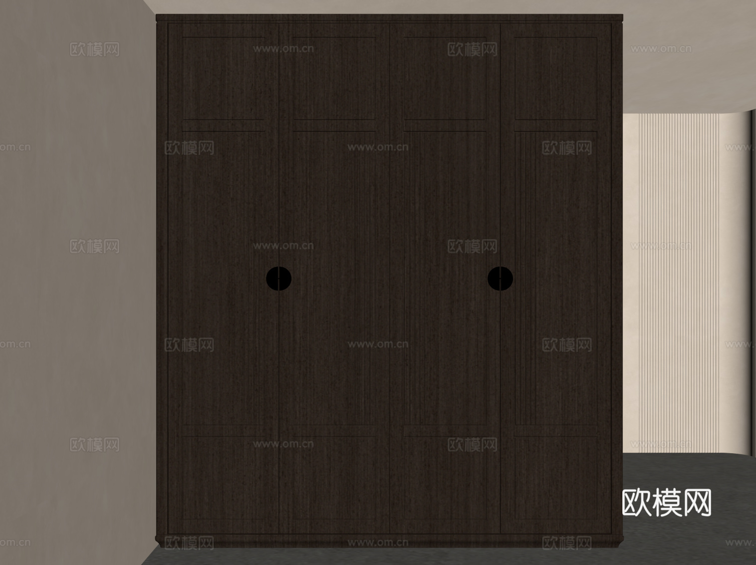 新中式衣柜 成品衣柜su模型