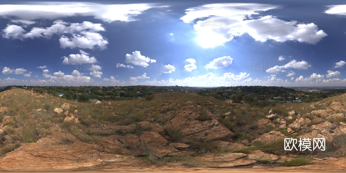 户外城镇远景天空HDR