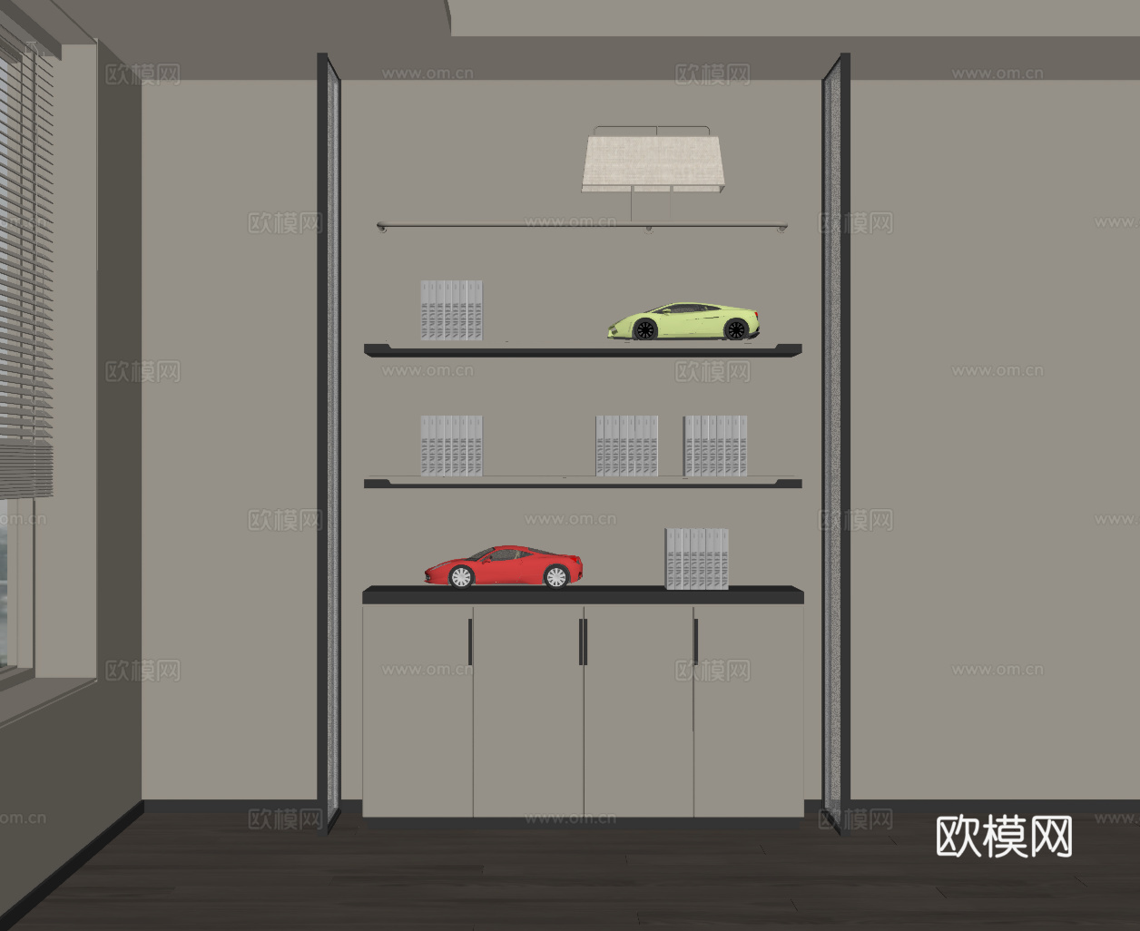 现代置物架 装饰柜su模型