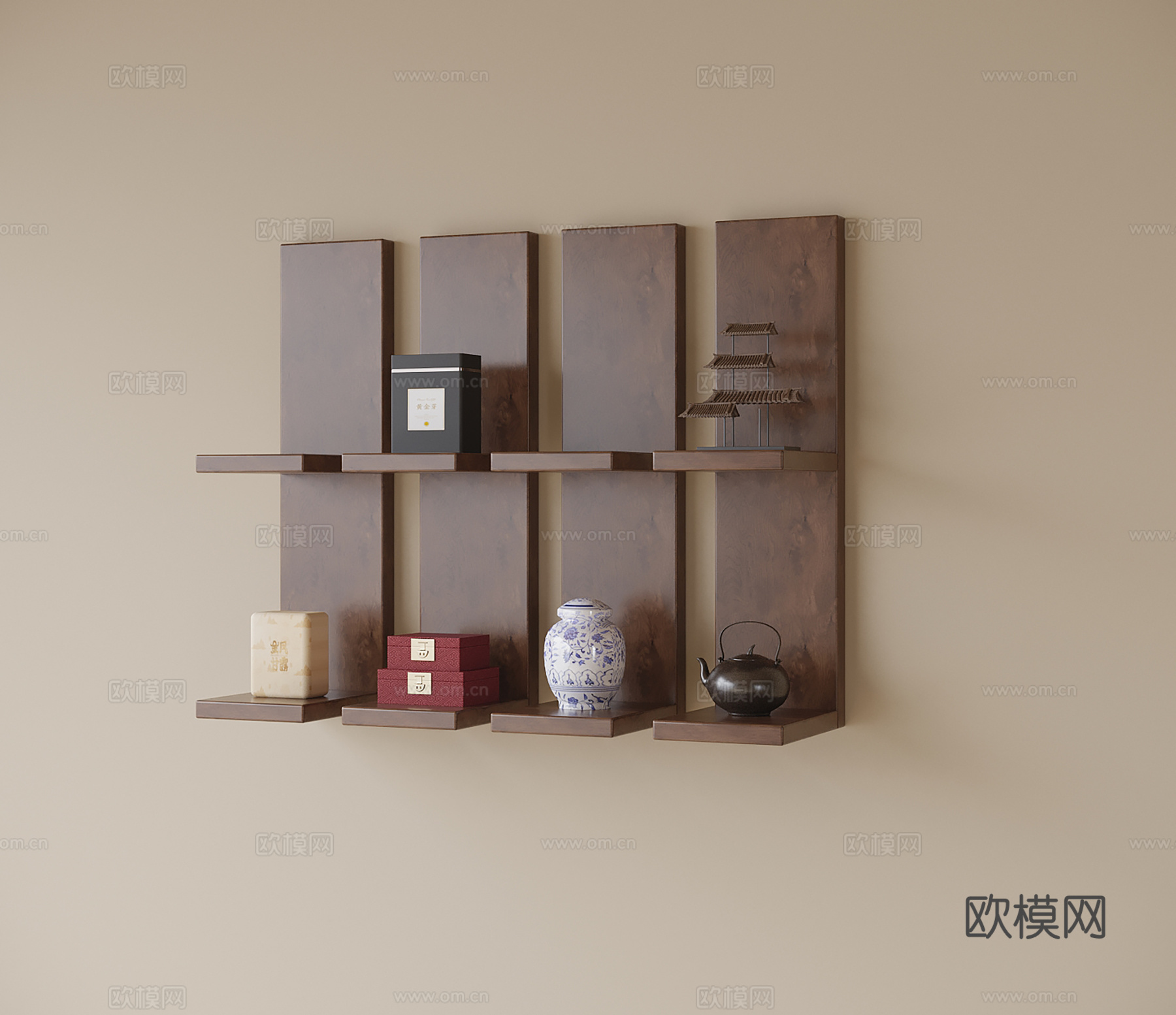 现代置物架 装饰架su模型